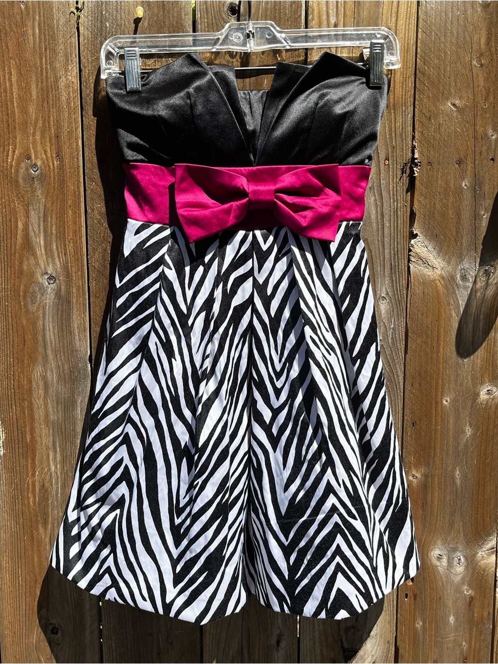 Speechless Y2K Vintage Black & White Zebra Print Dress with Pink Bow